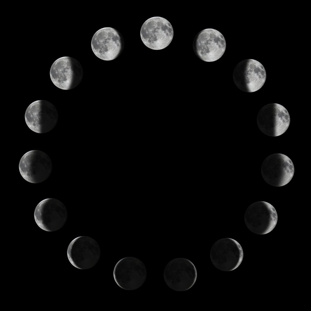 Sequential lunar phases.